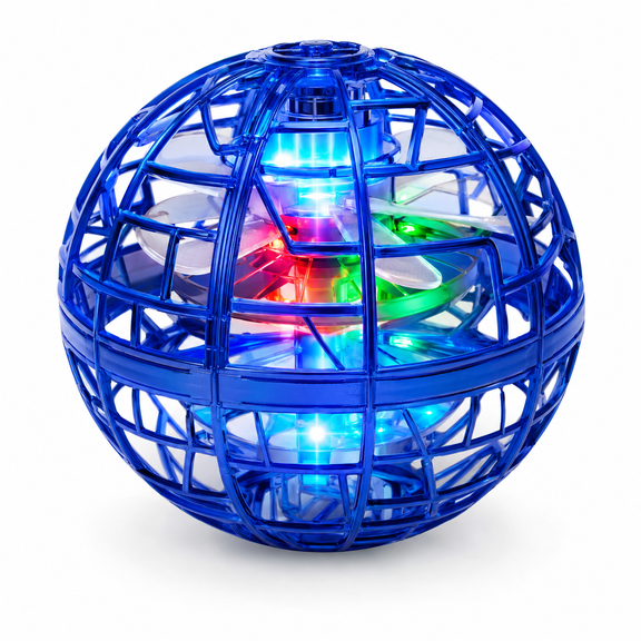 Blue Orb: Cosmic Fly Sphere Floating Galaxy Ball with Colorful Lights, Aerodynamic Return Action and Family Party Fun