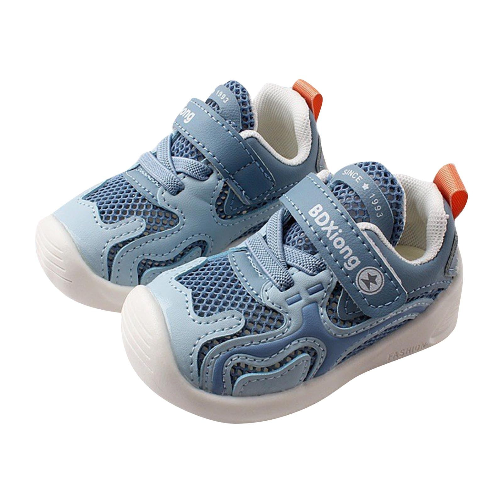 Blue Kids Mesh Sneakers With Flexible Construction And Adjustable Strap ...