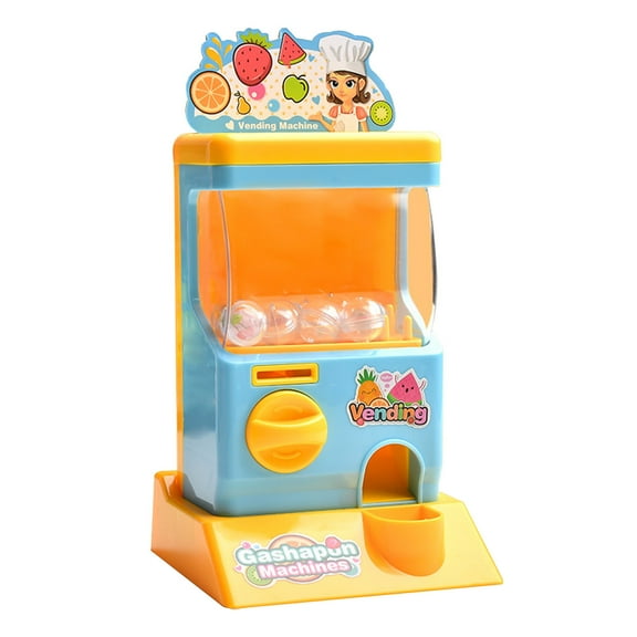 Blue Kids Mini Vending Machine Toy Coin Operated Game Table Display Educational Gift Safe Plastic With Coins Balls For Role Play