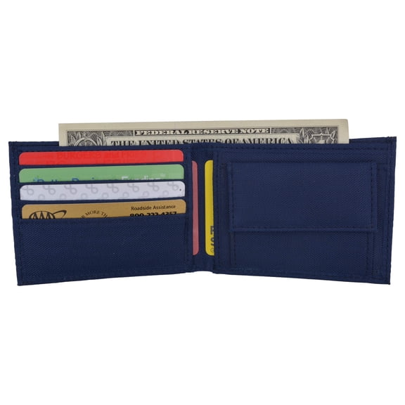 Blue Kids Nylon Card ID Holder with Coin Pocket Bifold Boys Wallet NEW