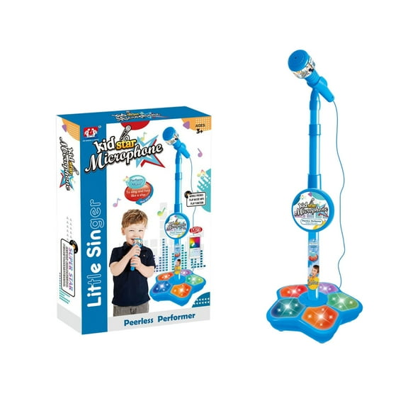 Blue Kids Performance Microphone With Stand, 5 Light Effects For Karaoke And Music Fun