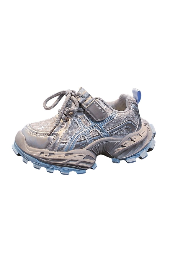 Blue Kids' Printed Sports Footwear With Rotary Buckle And Even Breathable Sole For Outside Fun, Soft Insole For Casual Use