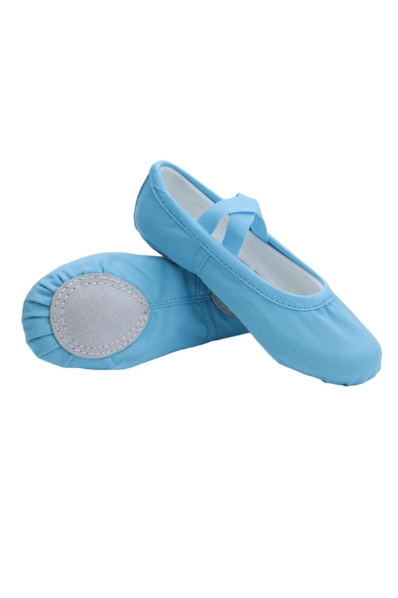 Blue Kids Soft Sole Dance Practice Shoes With Elastic Laces, Suitable For Dance Class And Exercises