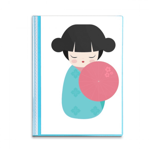 Blue Kimono Sakura Japan Doll Book Sheet Protectors Portfolio Binder Folder