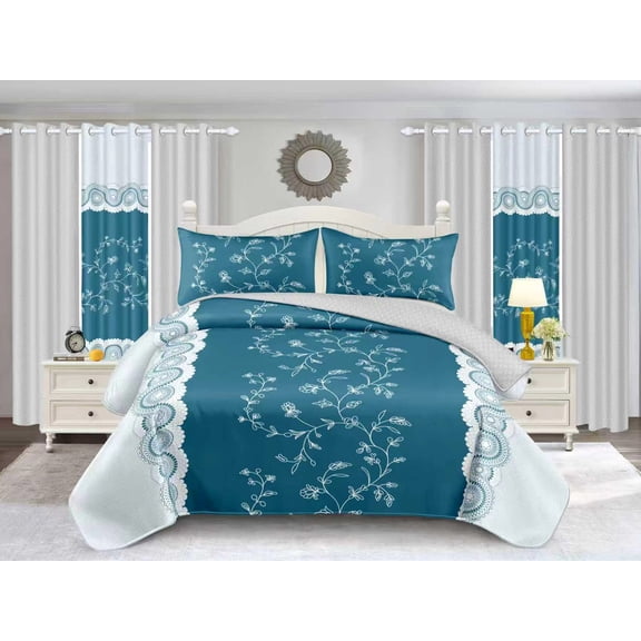 Blue King Comforter Set - 3 Piece Reversible Microfiber Bedding Set with Bamboo Filling, All-Season Soft Bed Set for Bedroom & Guest Room (1Comforter90*95/2Pillowcases:20*30)