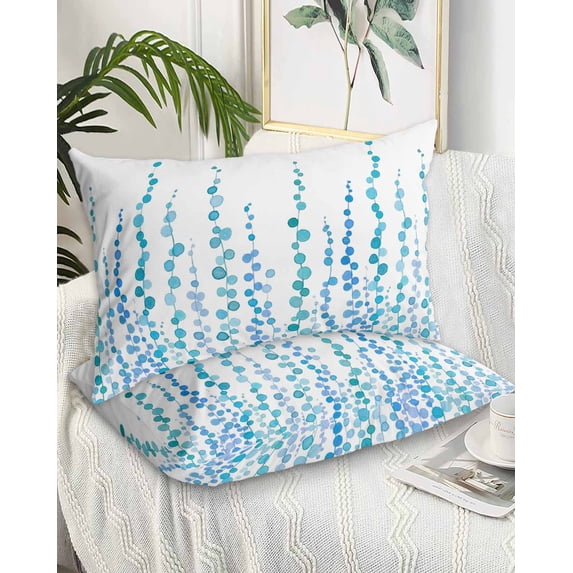 Blue King Pillow Cases Set of 2 - Microfiber Bed Throw Pillow Covers, Polka Dots Watercolor Abstract Art Decorative Lumbar Pillow Cover with Envelope Closure for Sofa/Travel 20"x36"