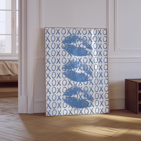 Blue Kiss Xoxo Girly Poster, Unframed Size 12x18