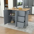 thumbnail image 1 of Blue Kitchen Cart on Wheels with Solid Wood Top, Utility Kitchen Islands with Storage Cabinets and Drawers, Spice Rack, Shelves, Large Workstation Breakfast Bar, Rolling Cart Kitchen Bakers Rack, 1 of 12