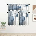 thumbnail image 1 of Blue Kitchen Curtain Valance and Tiers, 3Pcs Abstract Art Valance Set Grey Rod Pocket Curtain for Kitchen Window Modern Unique Patterns, 1 of 6