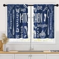 thumbnail image 1 of Blue Kitchen Curtains 36 Inch Length Modern Window Curtains Over Sink Set of 2, White Kitchen Doodle Short Tier Curtain for Kitchen, Abstract Art Small Kitchen Decor, 1 of 6