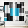 thumbnail image 1 of Blue Kitchen Curtains 63 Inch Length Geometric Window Curtains Over Sink Set of 2, Black Grey White Curtain for Bedroom Living Room, Modern Abstract Kitchen Decor 42x63 Inch, 1 of 6