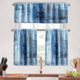 thumbnail image 1 of Blue Kitchen Curtains Tiers and Valances Set 3 Piece for Windows Grey Kitchen Window Curtains Set,Modern Abstract Art Valances for Living Room(36" Tiers Set), 1 of 5