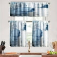 thumbnail image 1 of Blue Kitchen Curtains Tiers and Valances Set 3 Piece for Windows White and Grey Kitchen Window Curtains Set,Modern Abstract Art Valances for Living Room(36" Tiers Set), 1 of 5