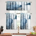 thumbnail image 1 of Blue Kitchen Curtains Tiers and Valances Set 3 Piece for Windows White and Grey Kitchen Window Curtains Set,Modern Abstract Art Valances for Living Room(36" Tiers Set), 1 of 6