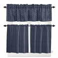 thumbnail image 1 of Blue and Kitchen Curtains Valance and Tier Set 3 Pieces,Yellow Striped Geometric Small Window Curtains Set, 36 Inches Length Rod Pocket Short Window Treatment Tiers For Bathroom Cafe, 1 of 7