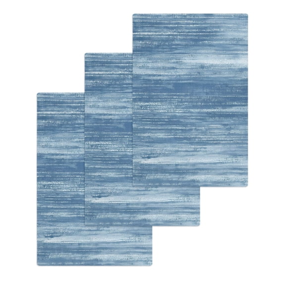 Blue Kitchen Dish Towels for Drying Dishes Set of 3, Vintage Modern Abstract Art Ombre Waffle Weave Microfiber Hand Tea Bathroom Towels Quick Dry & Absorbent Towel 15.7x23.6