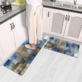thumbnail image 1 of Blue Kitchen Mats for Floor 2 PCS Cushioned PVC Leather Kitchen Rug Set Waterproof Non-Slip Anti Fatigue Mat for Kitchen Laundry Decor 17"x 29"+17"x 47" Blue Brown Abstract Art Painting, 1 of 6