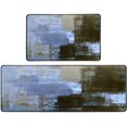 thumbnail image 1 of Blue Kitchen Rugs Blue and Brown Abstract Art Painting 18"X48"+18"X30" Abstract Area Rug Non Skid Washable for Kitchen Dining Room Floor Home Office Sink Laundry, 1 of 5