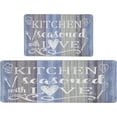 thumbnail image 1 of Blue Kitchen Rugs Set of 2 Anti Fatigue Cushioned Kitchen Floor Mats 2/5 Inch Non-Slip Waterproof Foam Kitchen Mat Farmhouse Rustic Comfort Standing Mat for Kitchen Sink, 17.3x28+17.3x47 inch, 1 of 6
