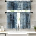 thumbnail image 1 of Blue Kitchen Window Curtains Valance and Tier Set, Grey Modern Rod Pocket Short Tier Curtain, Abstract Art Small Cafe Drapes for Kitchen Decor 52" x 24", 1 of 6