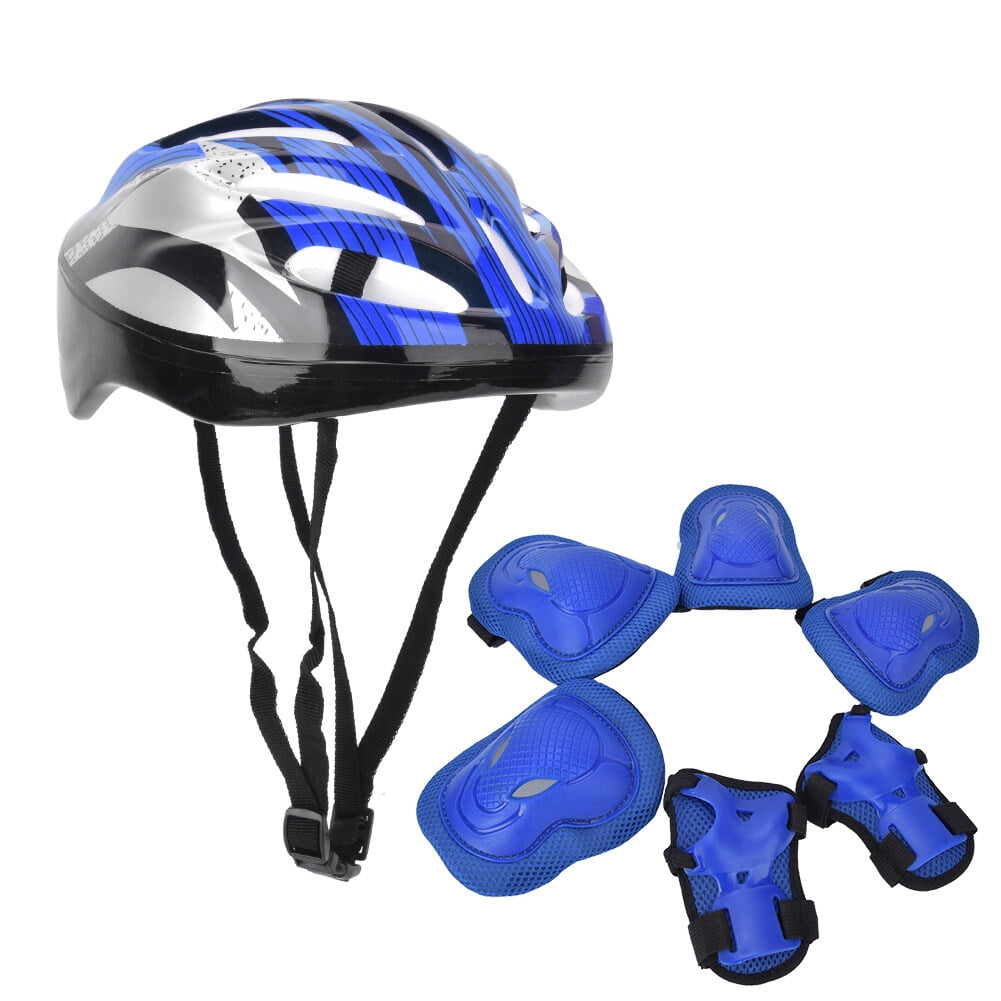 Blue Knee, Elbow Pads, Gloves & Helmet Set Complete Adult Roller