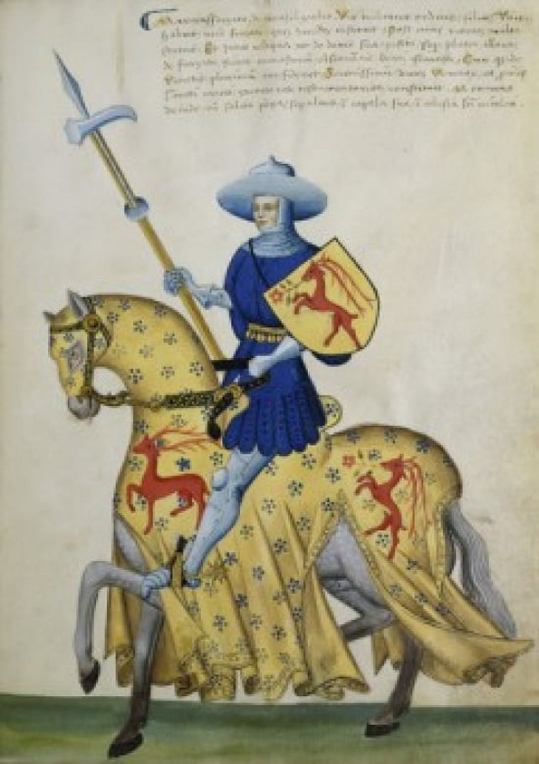 Blue Knight and Yellow Horse  Capodilista Codex  Manuscript Illumination  Biblioteca Civica Padua Canvas Art -  (18 x 24)