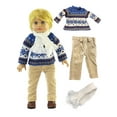 thumbnail image 1 of Blue Knit Sweater Pant Set with Scarf For 18 Inch Dolls, 1 of 2