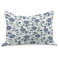 thumbnail image 1 of Blue Knitted Quilt Pillowcover, Chinese Floral Garden Pattern Nature Inspirations with Traditional Ornament Design, Standard King Size Pillow Cover for Bedroom, 36" x 20", Blue White, by Ambesonne, 1 of 1