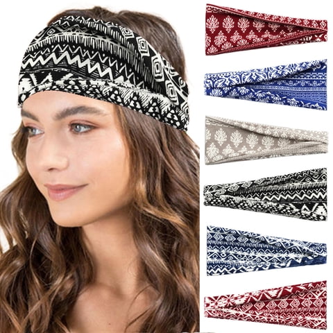 Blue Knotted Headband for Women Polyester Elastic Non-Slip Hair Bands Hair Warp for Sports Daily Workout Yoga Running One Size