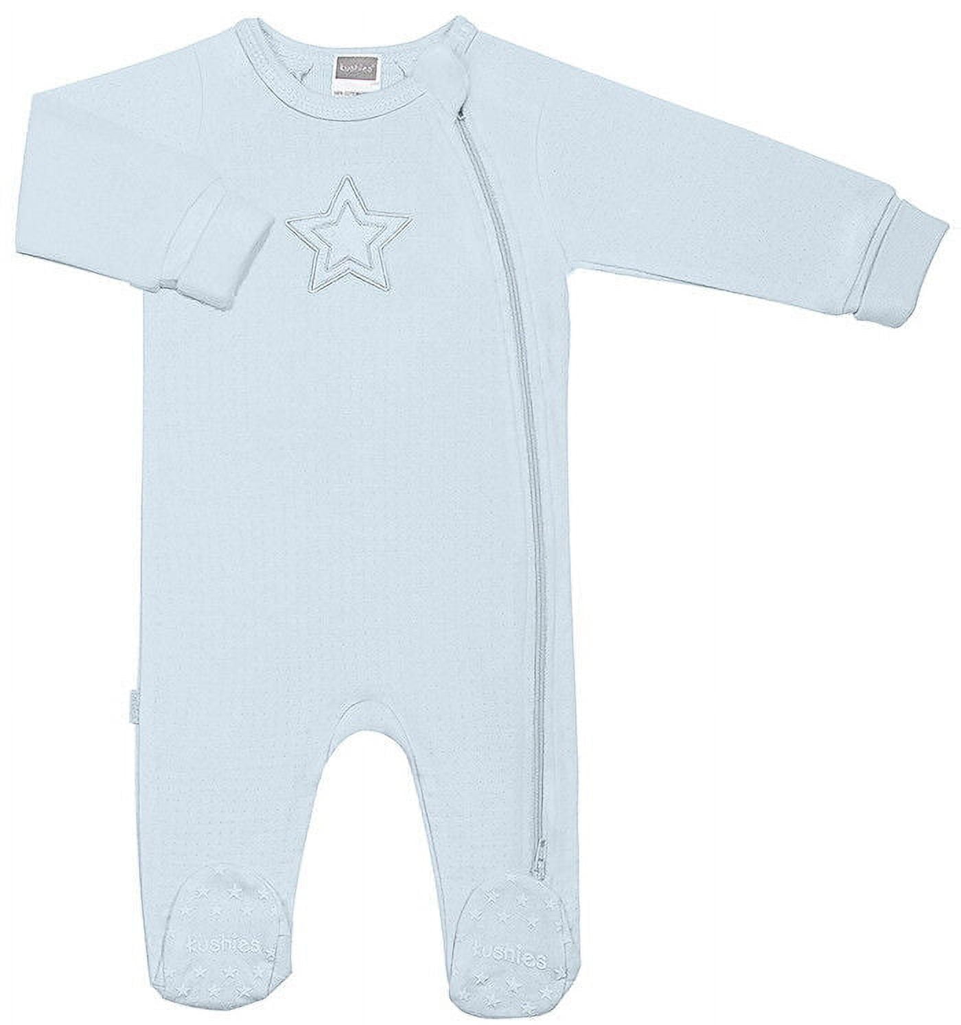 Blue Kushies Baby Classic 100% Cotton Side Zipper Sleeper w/Non-Slip Feet - Size Preemie