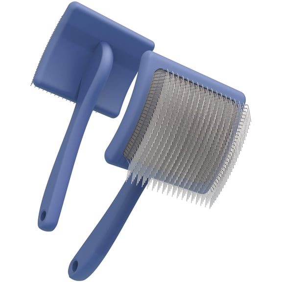 Blue L Size Pet Grooming Slicker Brush for Doodle and Poodle Curly Coats