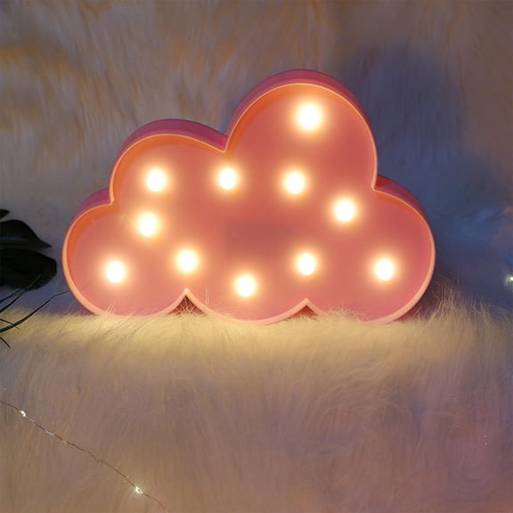 Blue LED Cloud Marquee Signs, Light Up Cloud Decorative Signs Hanging Hole Nursery Room Night Light for Baby Shower, Party Supply, Christmas Decor-Blue