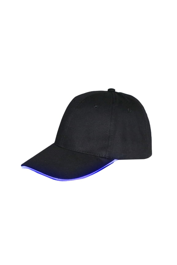Blue LED Light Up Baseball Cap in Black, Adjustable Party Hat with Blue Flashing Lights for Celebrations, Easy Switch for Night Events and Performances