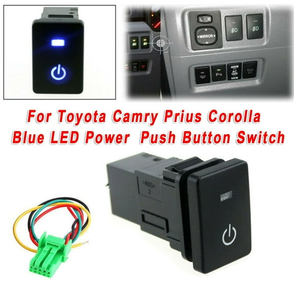 Blue LED Power Lights Push Button Switch Laser For Toyota Camry Prius Corolla