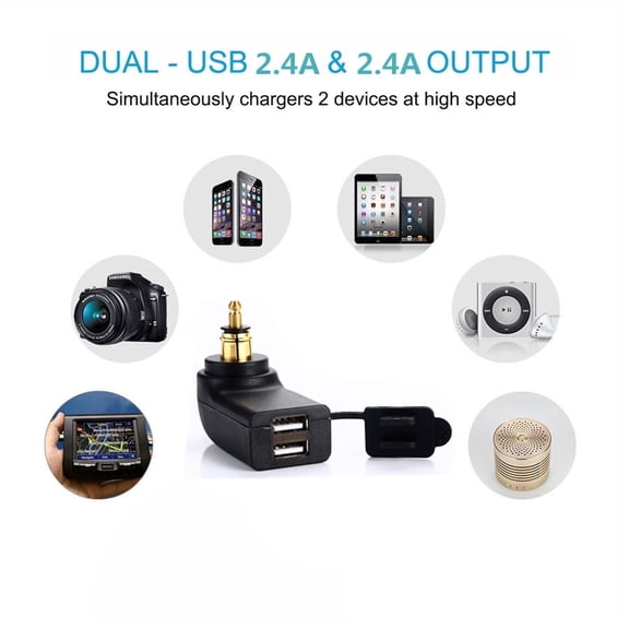 Blue LED Voltmeter Dual USB Charger 4.8A Socket for BMW Motorcycle Hella EU Plug