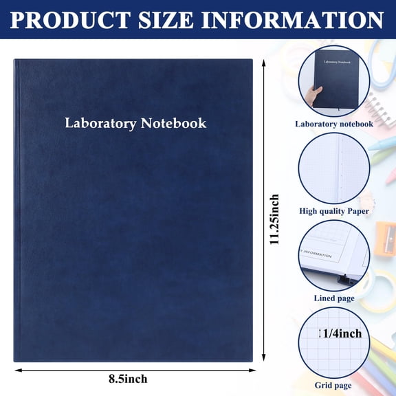 Blue Lab Notebook 8.5 x 11.25 Inches 96 Pages Hardbound