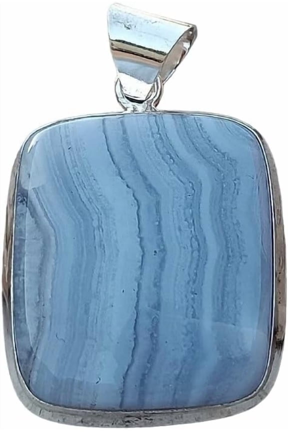 Blue Lace Agate Gemstone Pendant, Natural Blue Lace Agate Pendant, Spiritual Stone, Bohemian Pendant, 925 Silver Sterling Pendant, Healing Stone Pendant, Womens Pendant, Unisex Pendant, Christmas