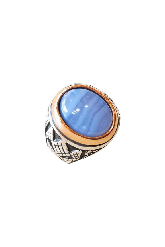 Blue Lace Agate Ring, Silver Jewelry, 925 Silver Ring, Father's Day, AAA Natural Agate, Huge Birthstone Ring, Heavy Mens Ring, Spiritual Healing Gemstone, Christmas, Mens Ring
