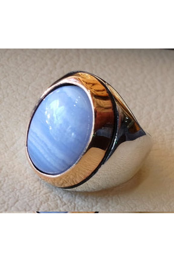 Blue Lace Agate Ring, Silver Jewelry, 925 Silver Ring, Father's Day, AAA Natural Agate, Huge Birthstone Ring, Heavy Mens Ring, Spiritual Healing Gemstone, Christmas, Mens Ring