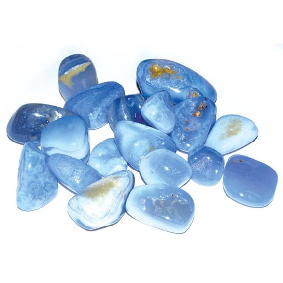 Blue Lace Agate Tumbled Stones - Blue - 1 lb - Calming Energy Crystal