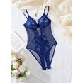 thumbnail image 1 of Blue Lace Bodysuit Sheer Crotchless Lingerie, 1 of 5