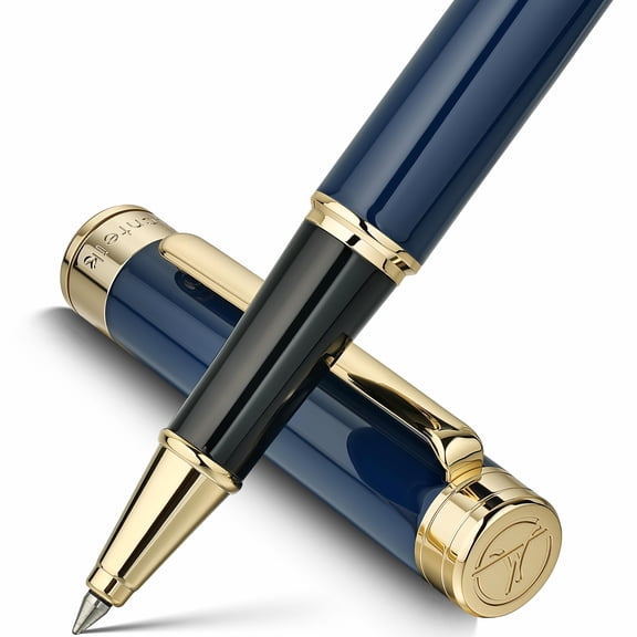 Blue Lacquer Rollerball Pen - Stunning Luxury Pen, 24K Gold Plating, Schmidt Refill, Precision Flow Ink, Fancy Roller Ball Gift Set for Men & Women, Professional, Executive Office, Nice Pens