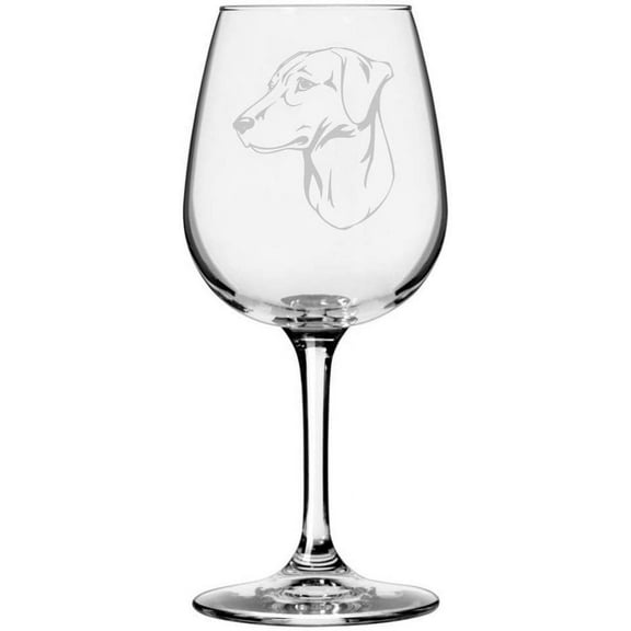 Blue Lacy Dog Themed Etched 12.75oz Libbey Wine Glass