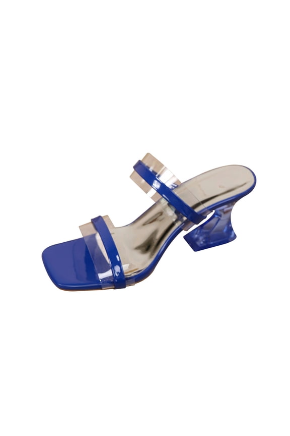 Blue Ladies Fashionable Casual Plus Size Solid Color Transparent Toe Open Toe High Heeled Sandals