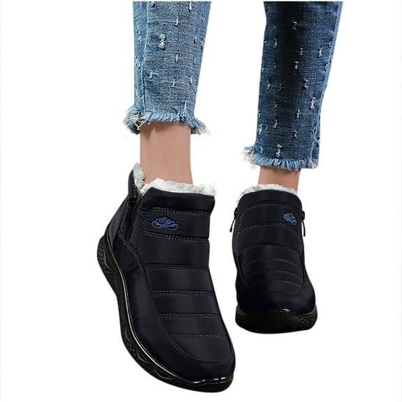 Blue Ladies Warm Snow Boots With Soft Interior And Secure Round Toe For Optimal Insulation In Freezing Temperatures And Indoor Relaxation