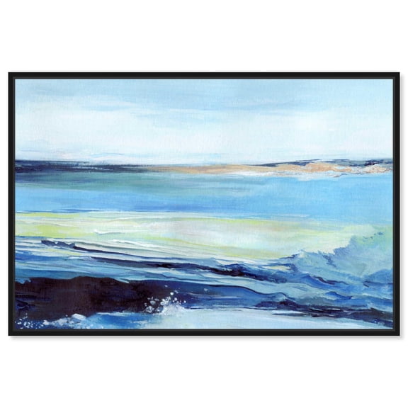 Blue Lagoon Canvas Abstract Art Prints by Art Remedy, Black Frame, 15" x 10"