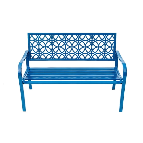 Hi-Line Gifts Steel Outdoor Garden Bench - 50" - Blue