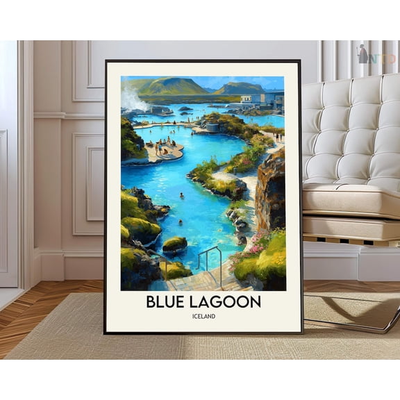Blue Lagoon Iceland Poster, Unframed Paper Poster 8x10in
