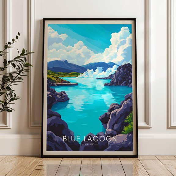 Blue Lagoon Iceland Print: Turquoise Hot Spring Landscape