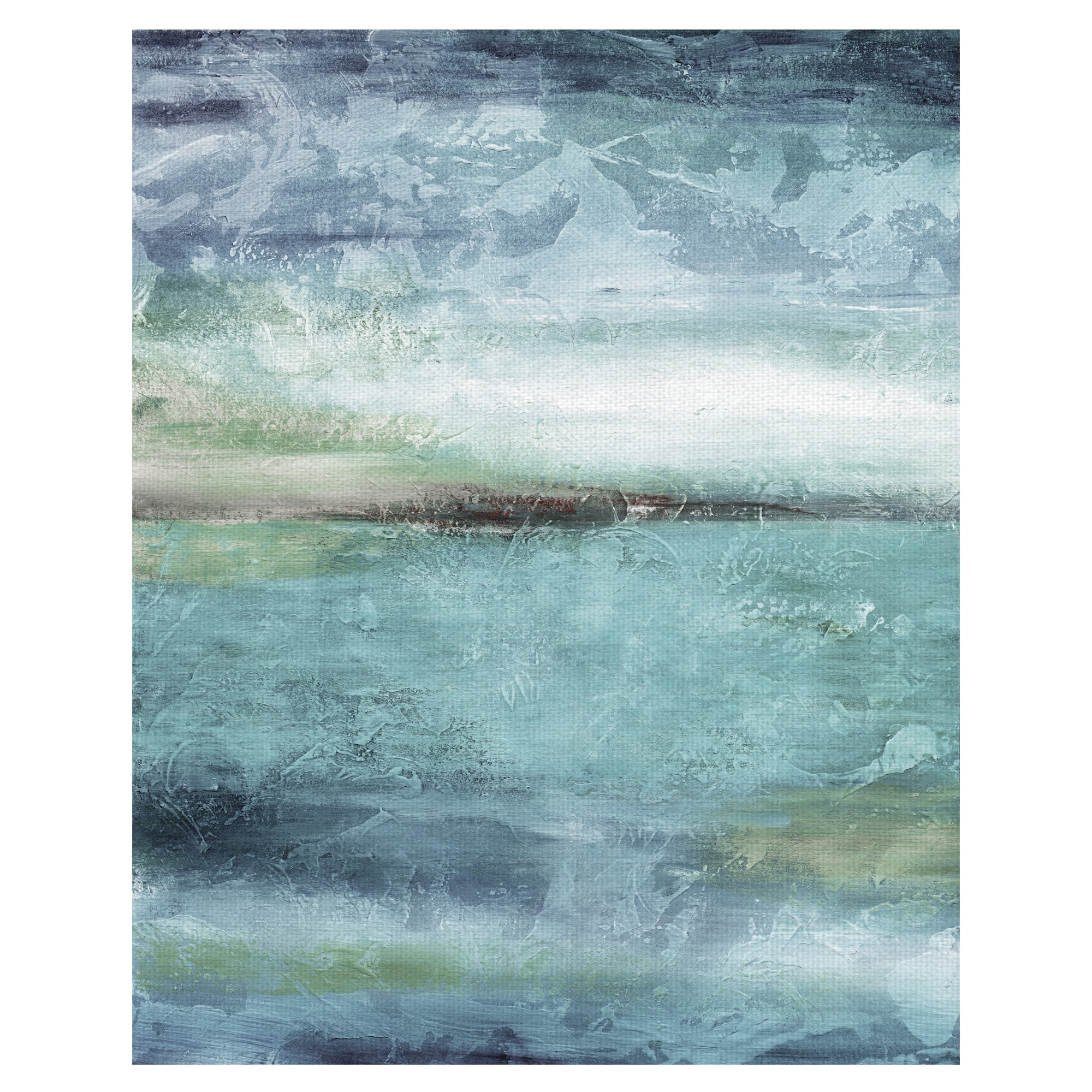 Blue Lagoon Light Abstract Canvas Painting in Green and Blue